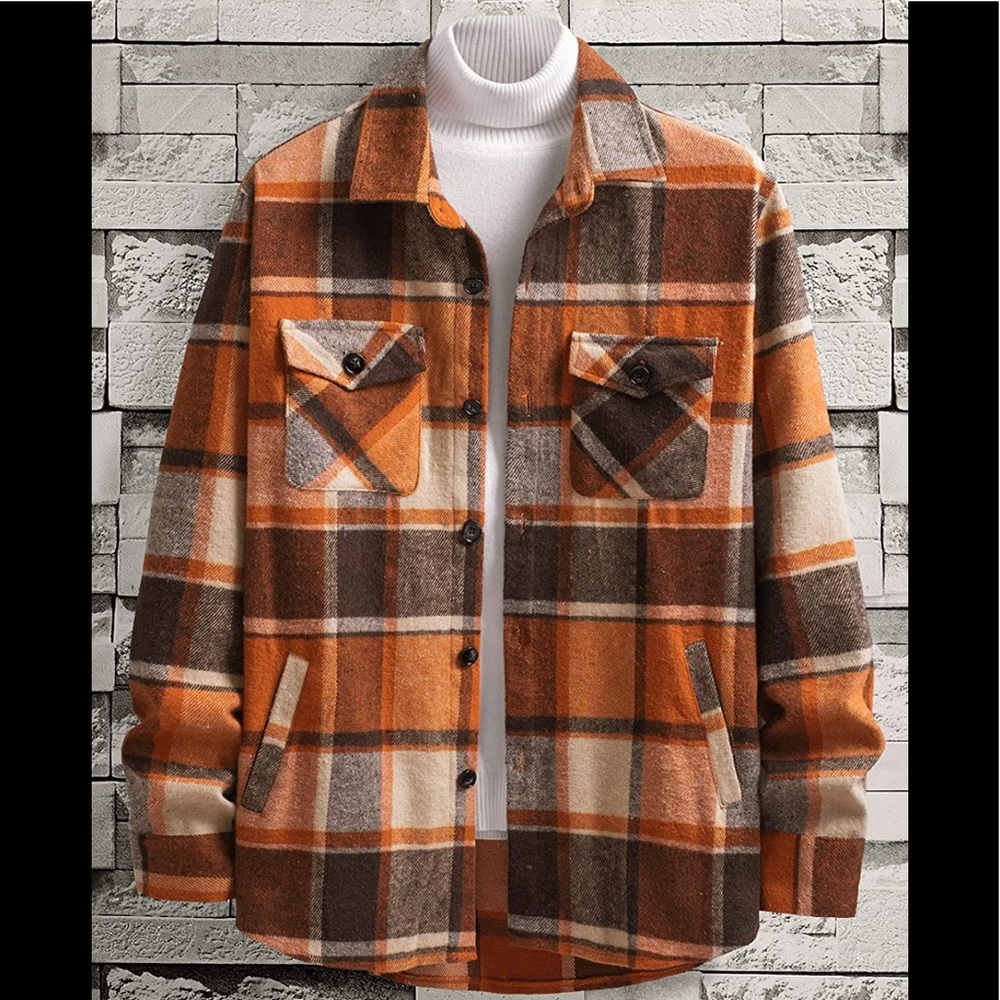 BRAND NEW MENS TRENDY PLAID FLANNEL SHIRT NWT (FALL FASHION)